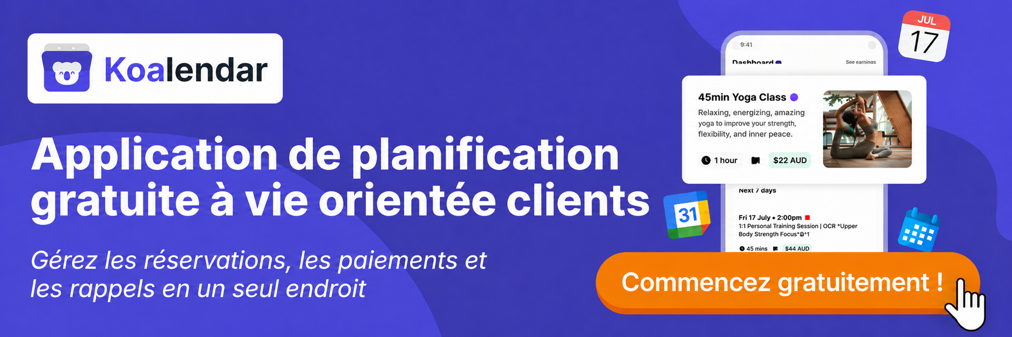 bannière du logiciel de planification Koalendar pour simulateurs de golf